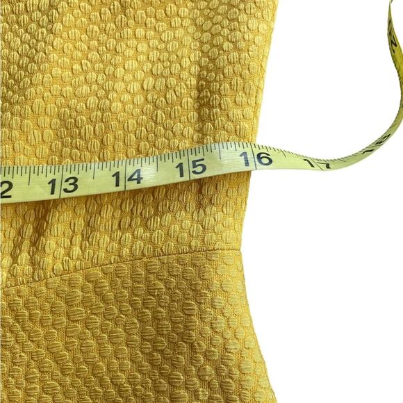 Anne Klein Mini Dress 8 Cocktail Wedding Textured A-Line Zip Cap Sleeve Yellow - Picture 9 of 15